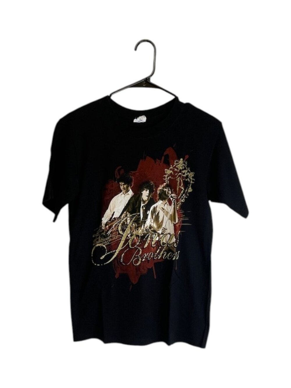 Jonas Brothers Band T-Shirt Black 2008 Tour Merch Disney Channel Cotton Size S